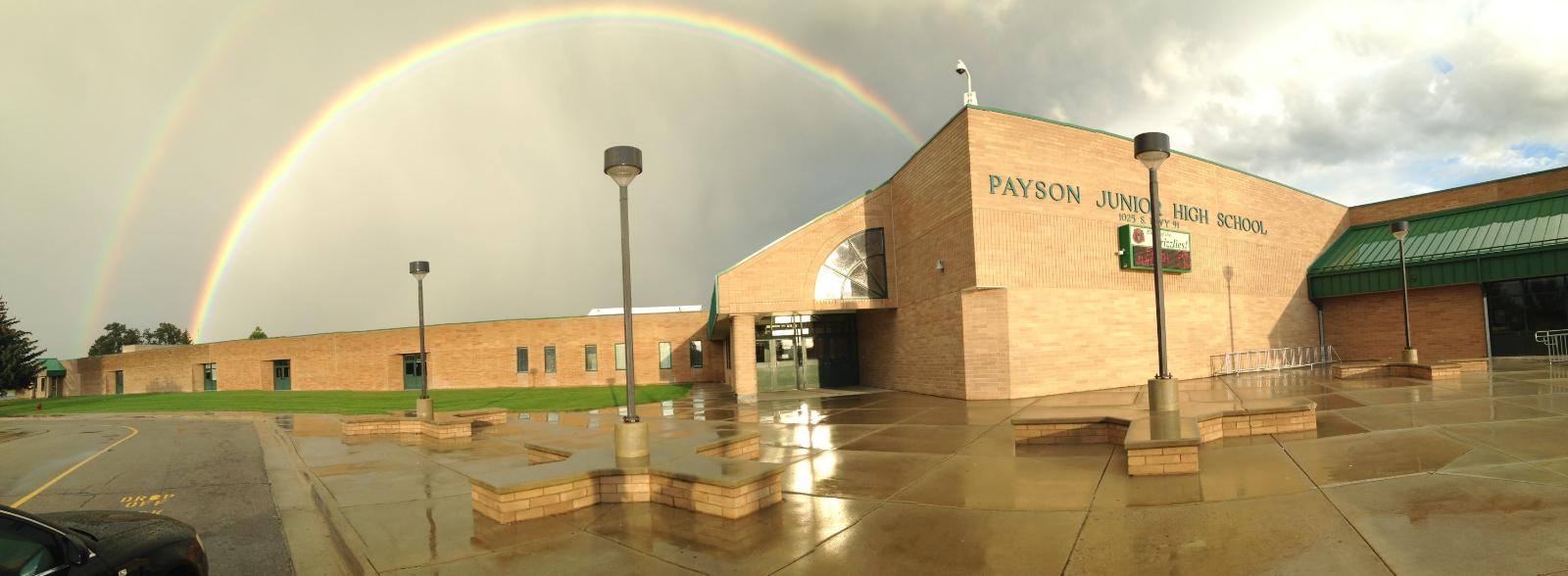 PJHS graced with a full rainbow.