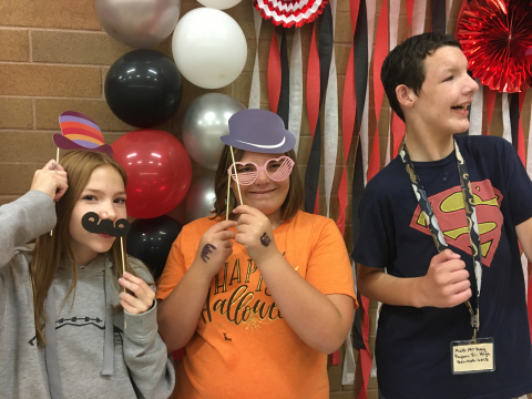 Students at the photo booth