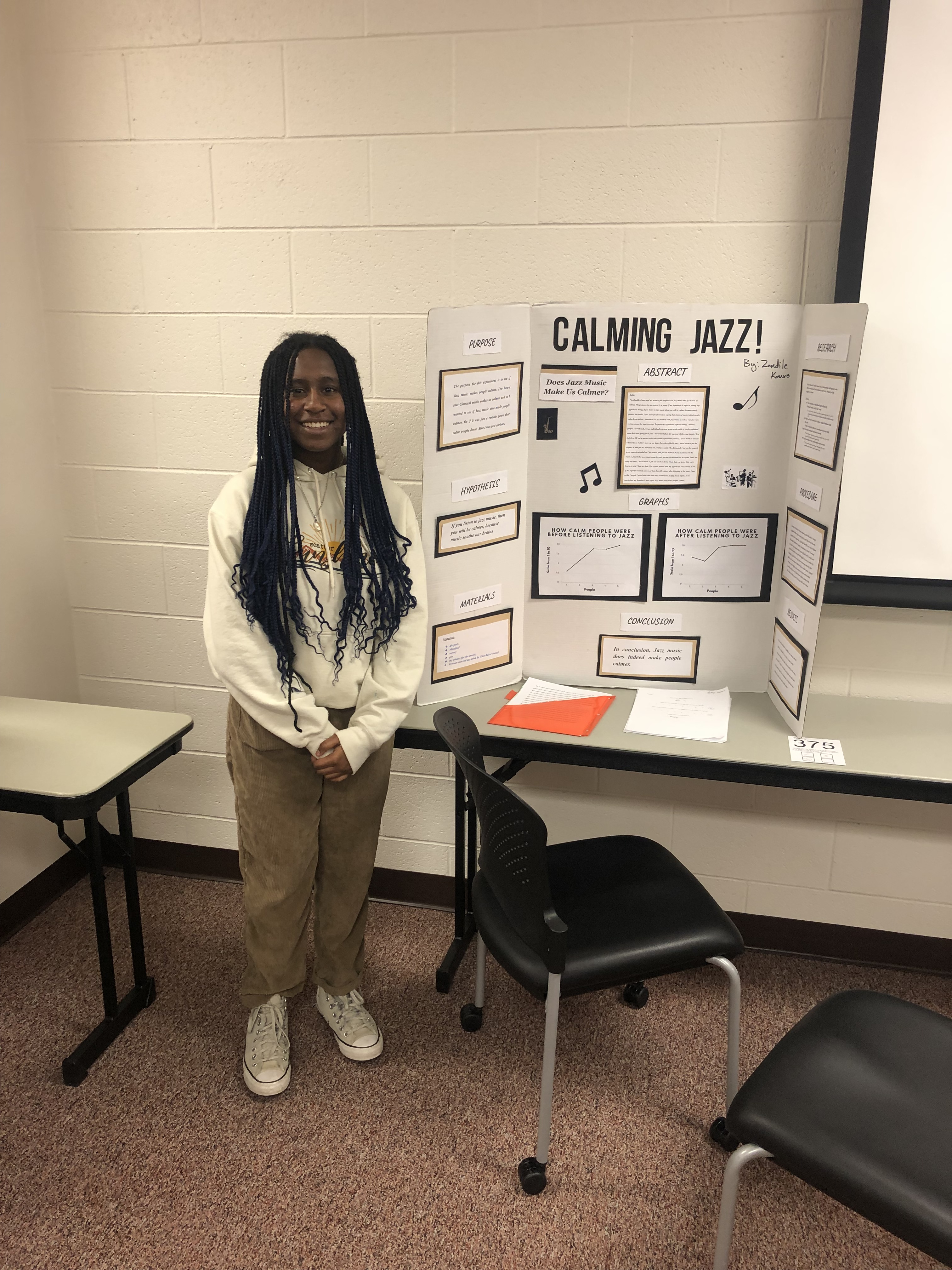 Student with winning science fair presentation