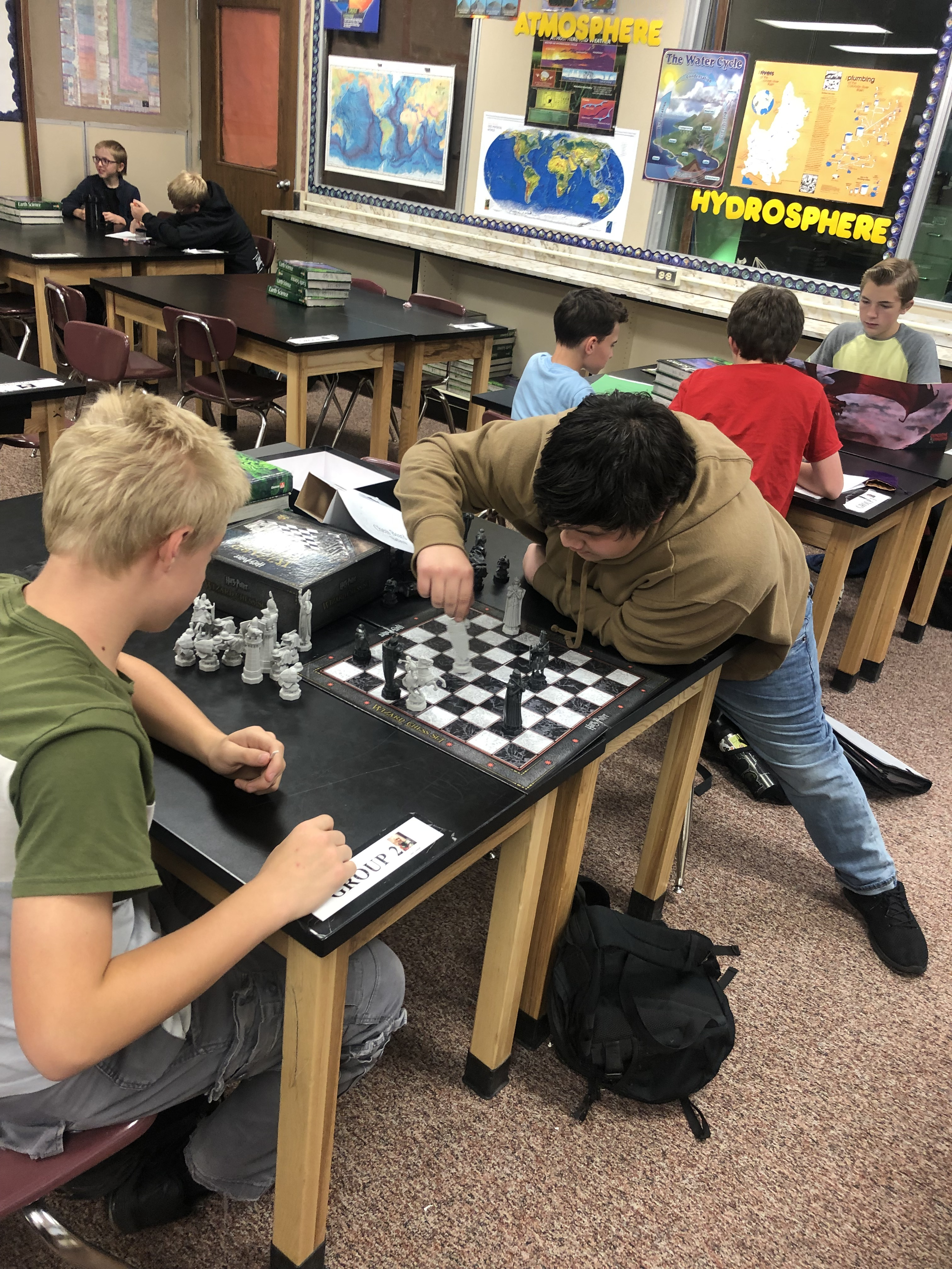 Students playing in chess club