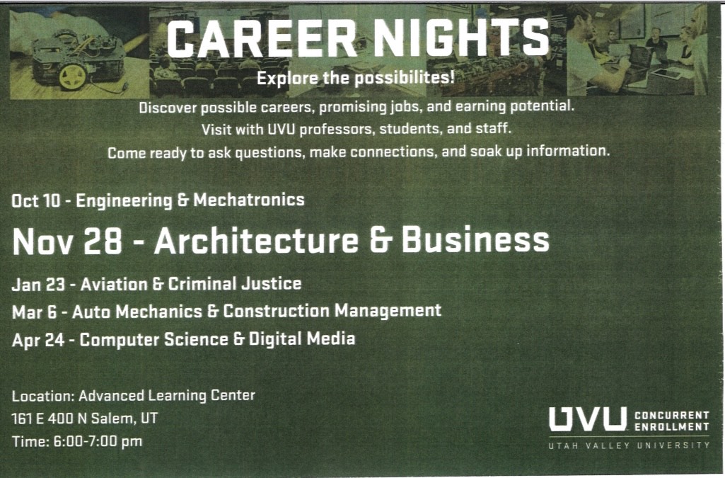 Career Nights at ALC in Salem next even on Monday Nov. 28th
