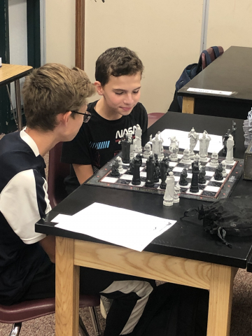 Students enjoying chess club