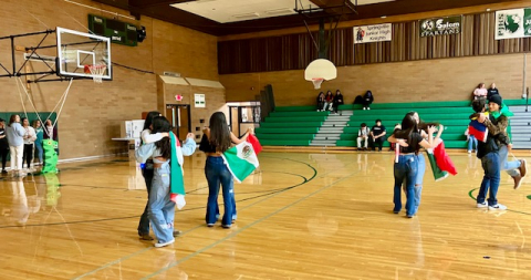 Students dancing during Hispanic Heritage Celebration