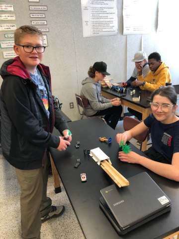 Mr. Gowans' Students participating in Rube Goldberg Machine Creation