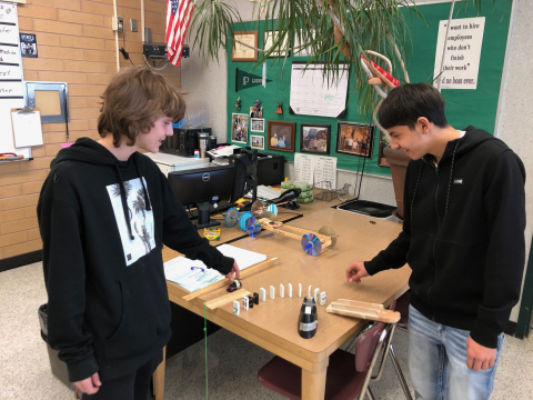 Mr. Gowans' Students participating in Rube Goldberg Machine Creation